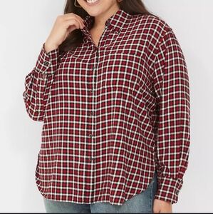 Lane Bryant Women's Size 14/16 Button Up Long Sleeve Black/Red Plaid